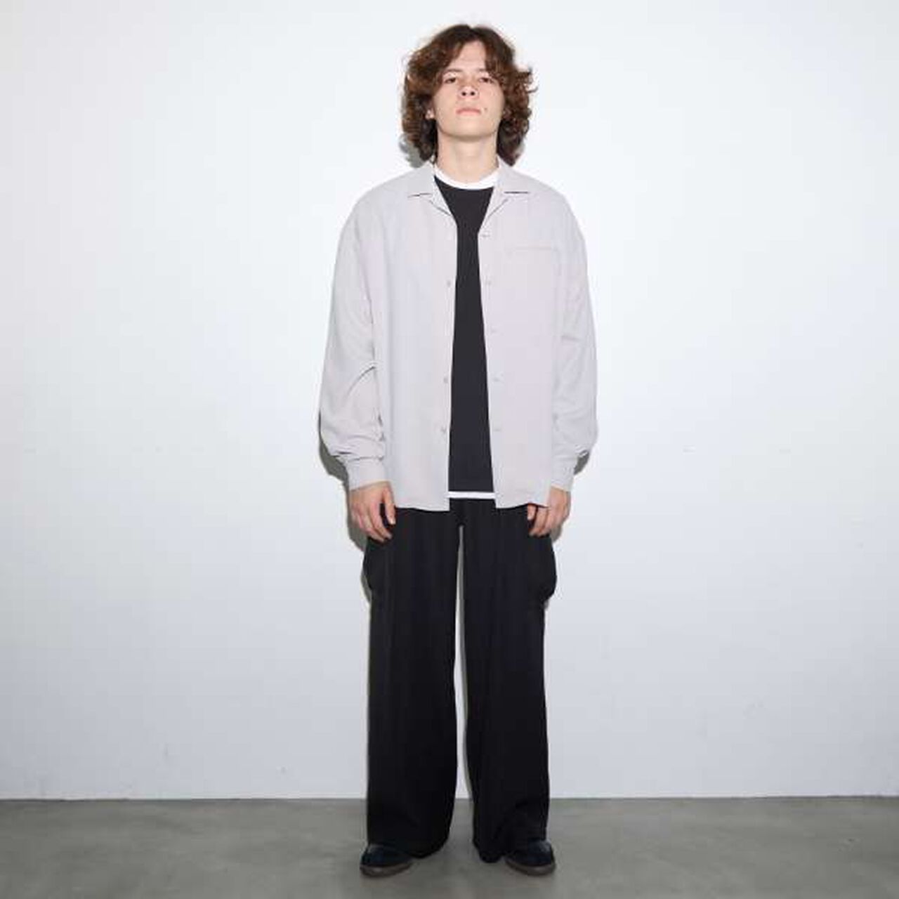 [Adult Size Available] [Set Up Compatible] Melty Open Collar Shirt,Light gray, large image number 2