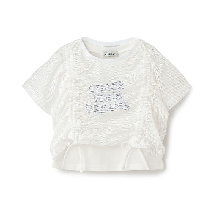 [Inner Lining Included] Mesh Drawstring Short Sleeve T-Shirt,Lavender, medium image number 13