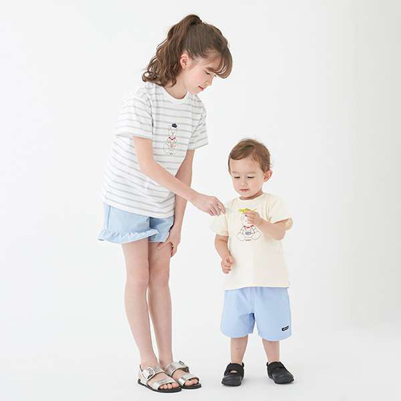 [Link] Quick-Dry Embroidery Half T-Shirt (Kids),Cream, large image number 15