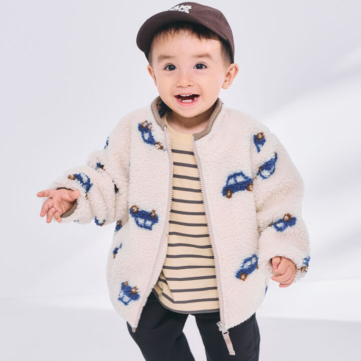 [Washable] Patterned Boa Bomber Jacket,, medium