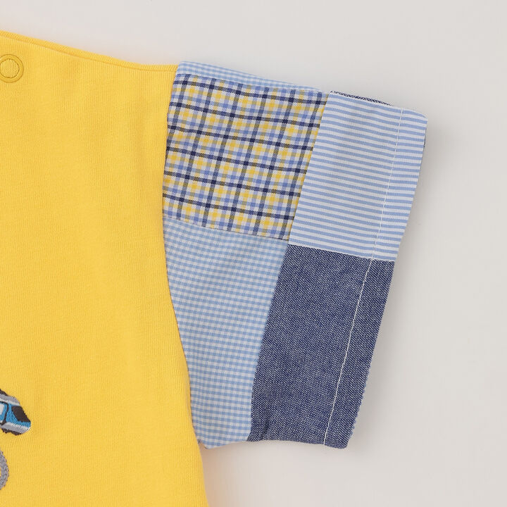 Train Motif Patchwork Sleeve T-Shirt,Yellow, medium image number 4