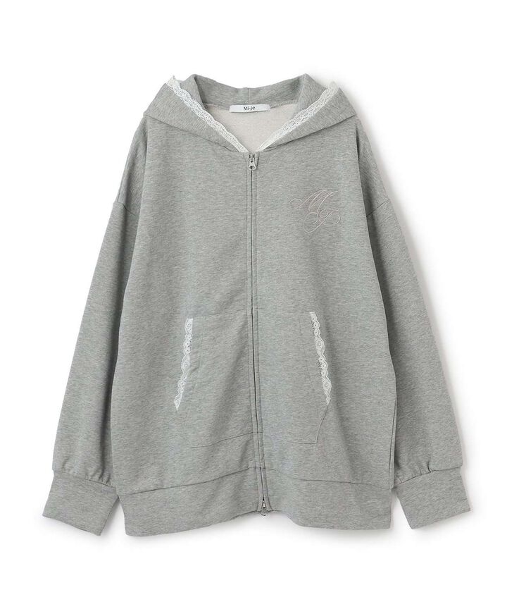 Logo Embroidered Loose Parka [Korean Fashion],Gray, medium image number 4