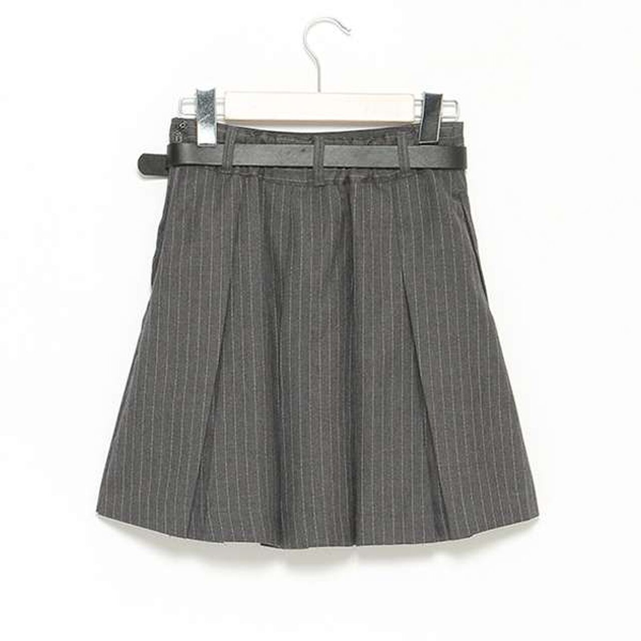 Manish Pleated Skirt with Logo Belt (Includes Spats),Gray, large image number 1