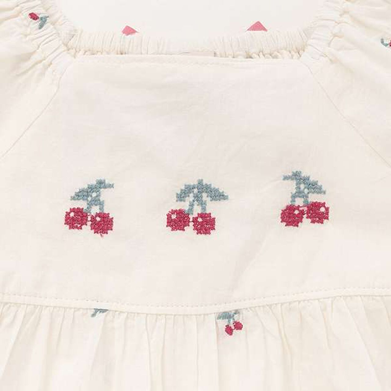 Cherry Embroidery Puff Blouse,Ivory, large image number 8