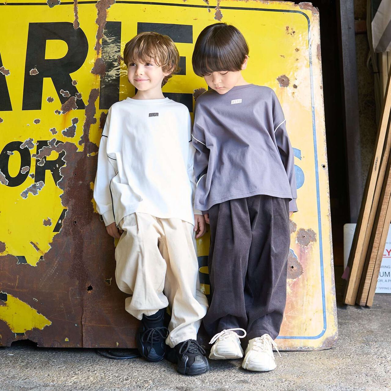 [MNCM] [Comfortable Jersey Fabric] Piping Big T-Shirt,Charcoal gray, large image number 32