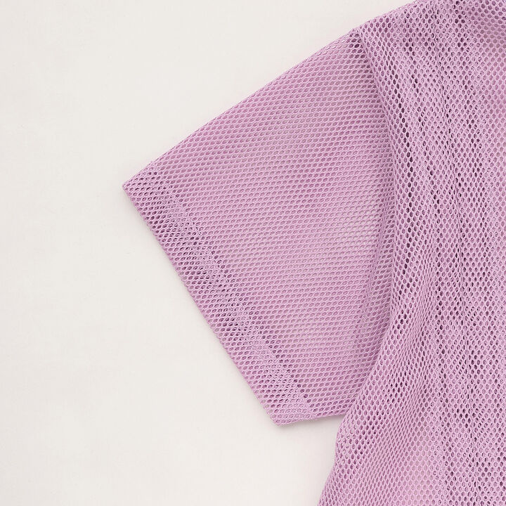 [Inner Lining Included] Mesh Drawstring Short Sleeve T-Shirt,Lavender, medium image number 19