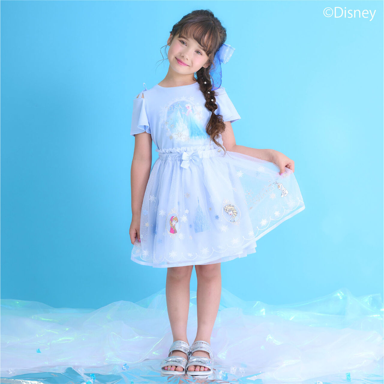 Frozen Elsa 2WAY T-Shirt [Cool Touch, UV Protection, Quick-Dry, Heat Shielding],Sax blue, large image number 1
