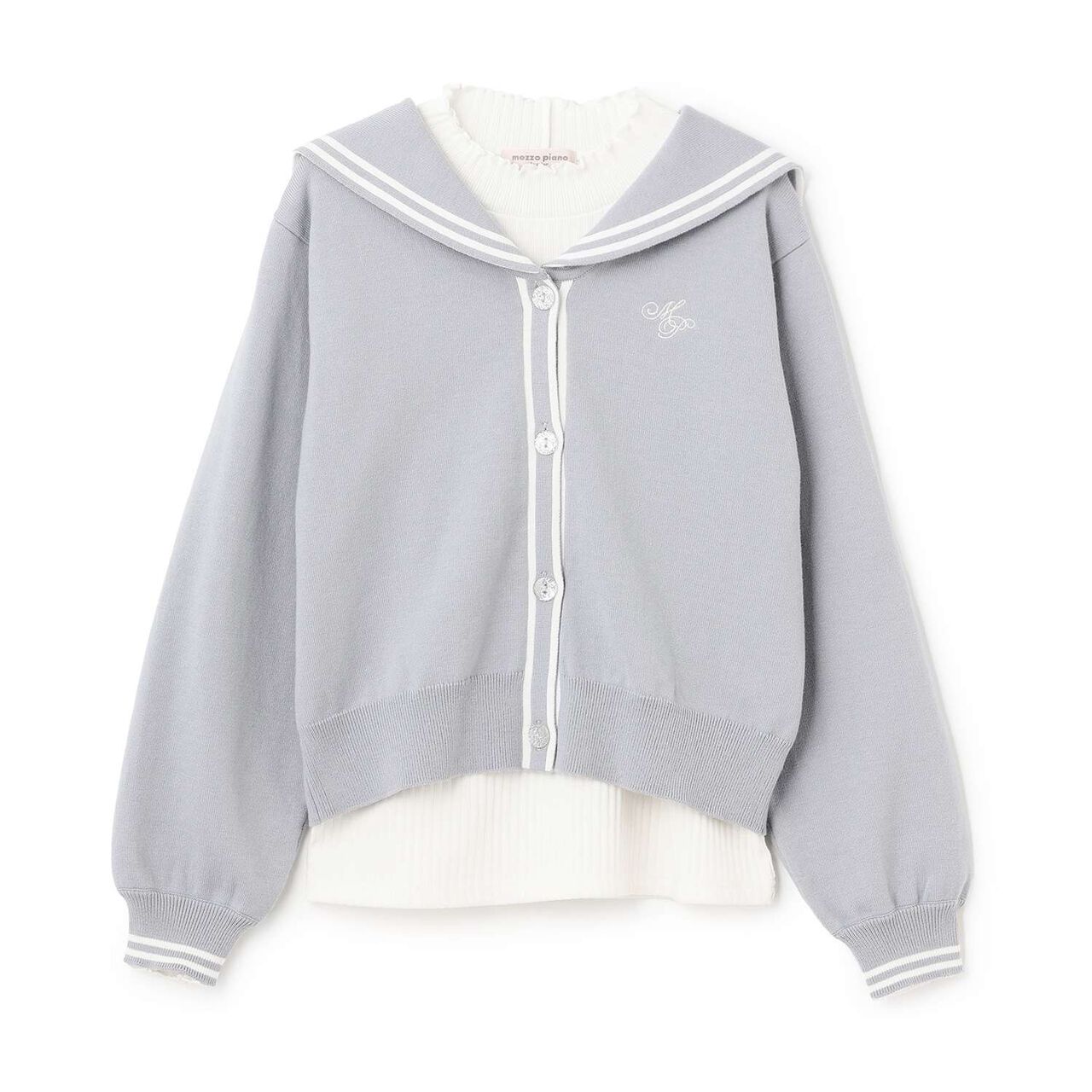 Sailor Cardigan & High Neck T-Shirt Set,Ivory, large image number 13