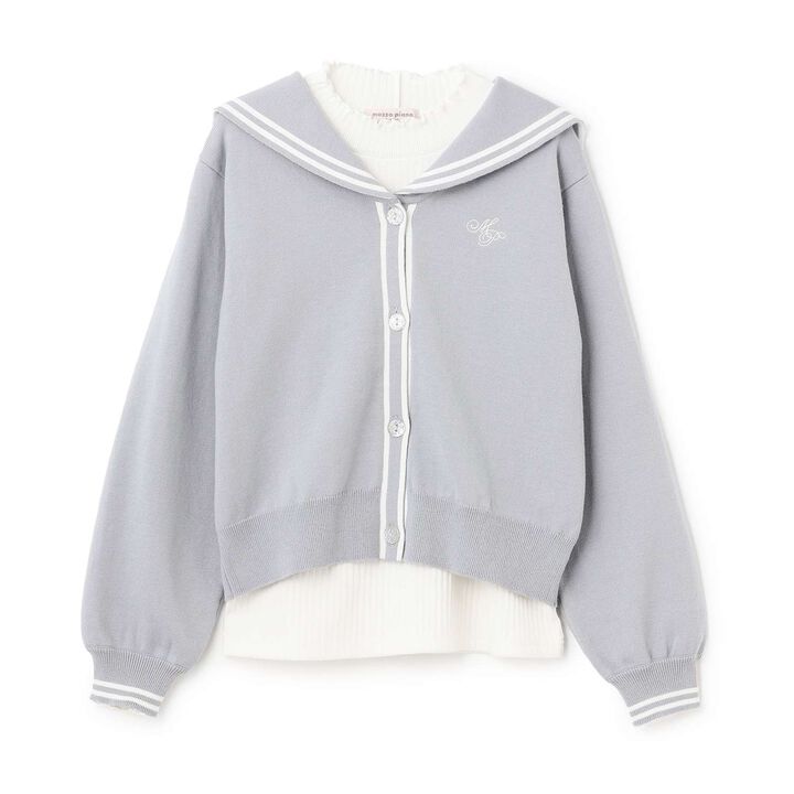 Sailor Cardigan & High Neck T-Shirt Set,Ivory, medium image number 13