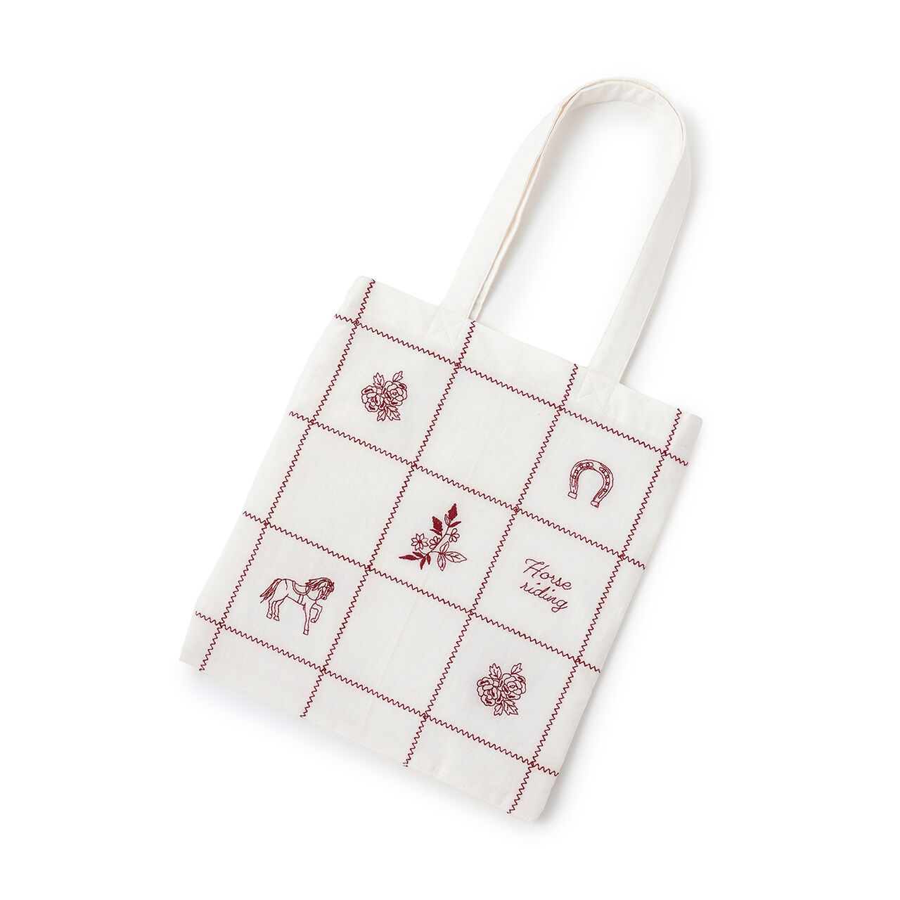[Parent-Child Matching] Indian Cotton Embroidered Tote Bag,White, large image number 0