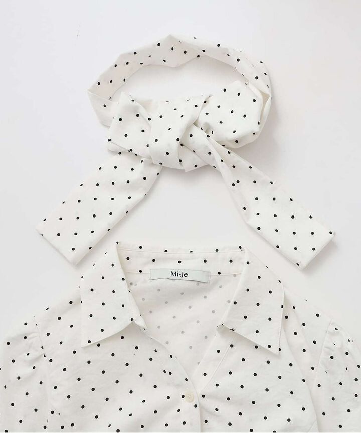 Stone Name Bow Tie Shirt,Off white, medium image number 3