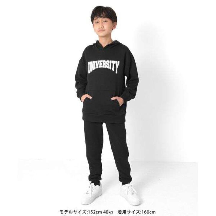 Fleece College Print Parka,Black, medium image number 16