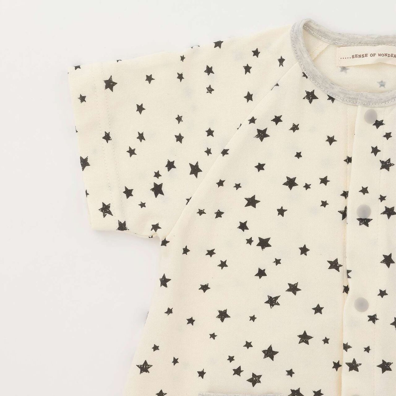 Organic Star Short-Sleeve 2WAY Romper [Made in Japan],Pearl white, large image number 4