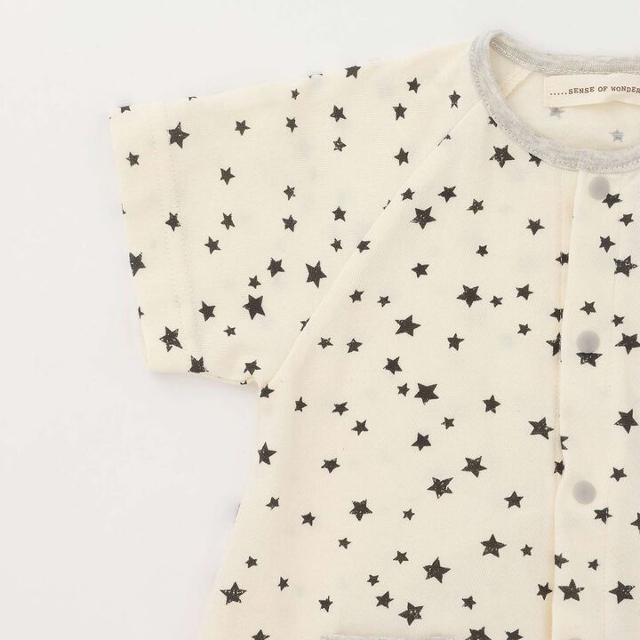 Organic Star Short-Sleeve 2WAY Romper [Made in Japan],Pearl white, medium image number 4