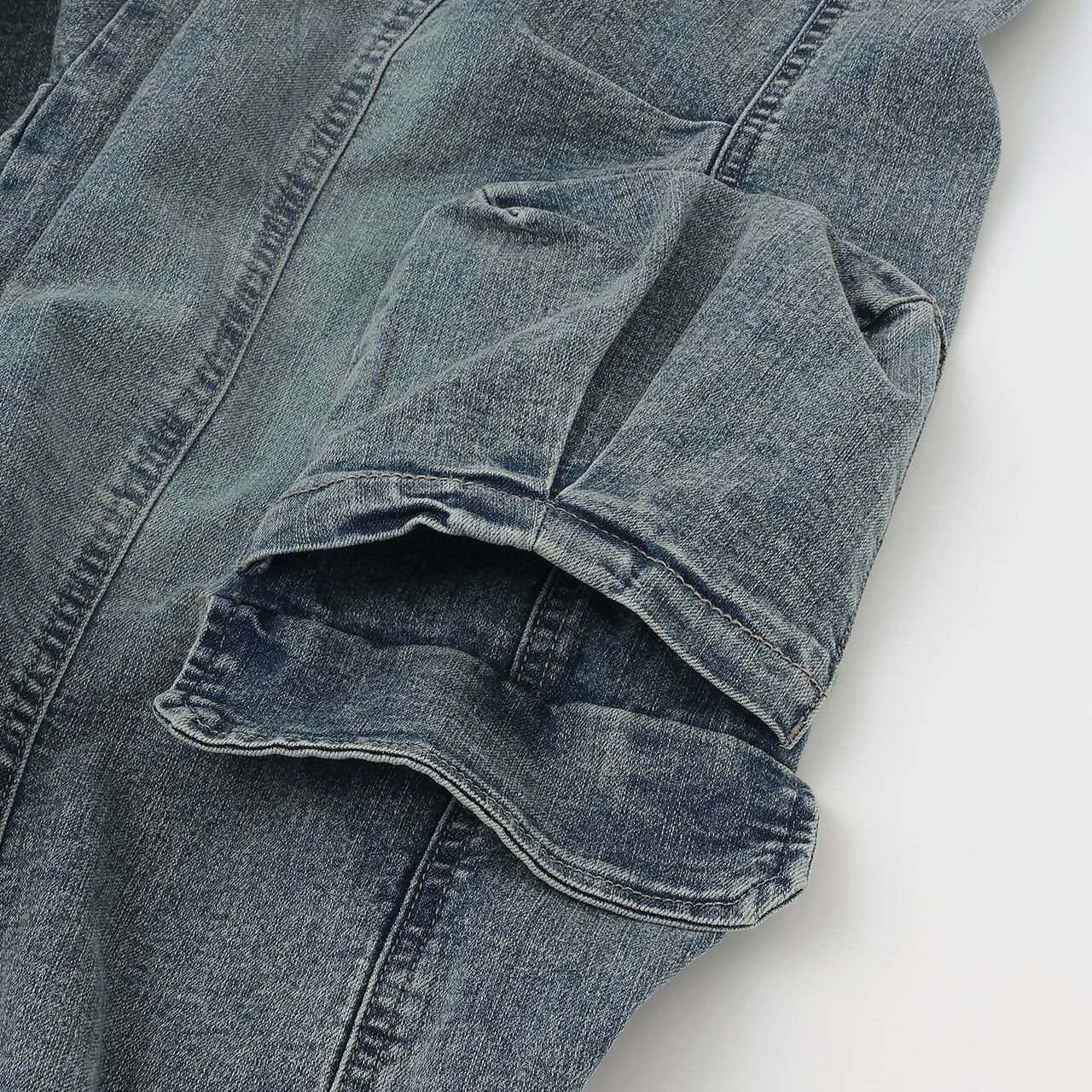 Quick-Dry Stretch Denim Cargo Pants,Gray, large image number 13