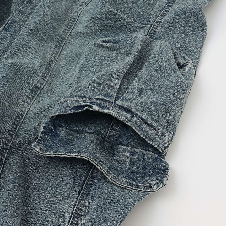 Quick-Dry Stretch Denim Cargo Pants,Gray, medium image number 13