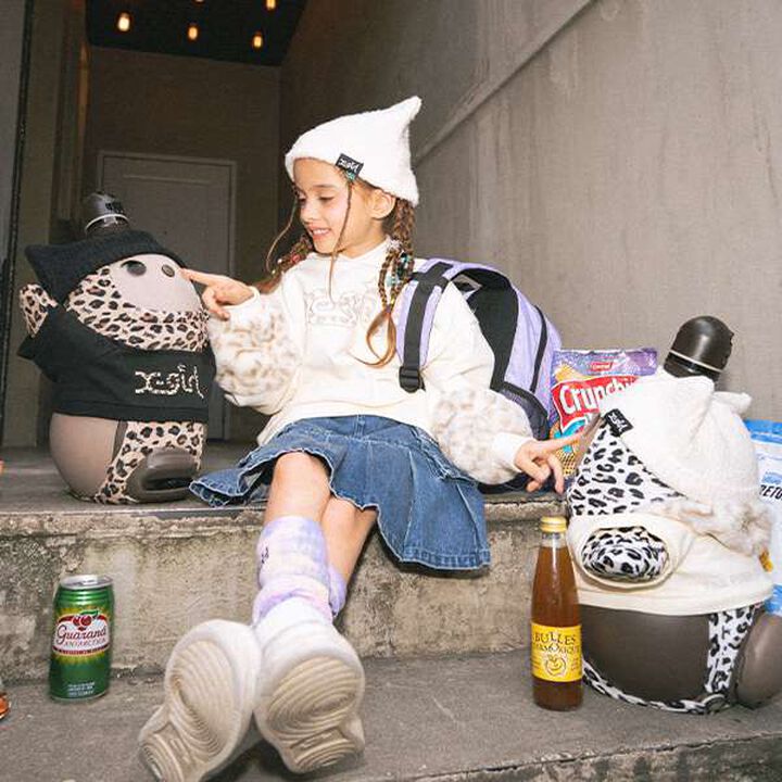 X-girl Stages &times; LOVOT Leopard Puffer Hoodie,Ivory, medium image number 7