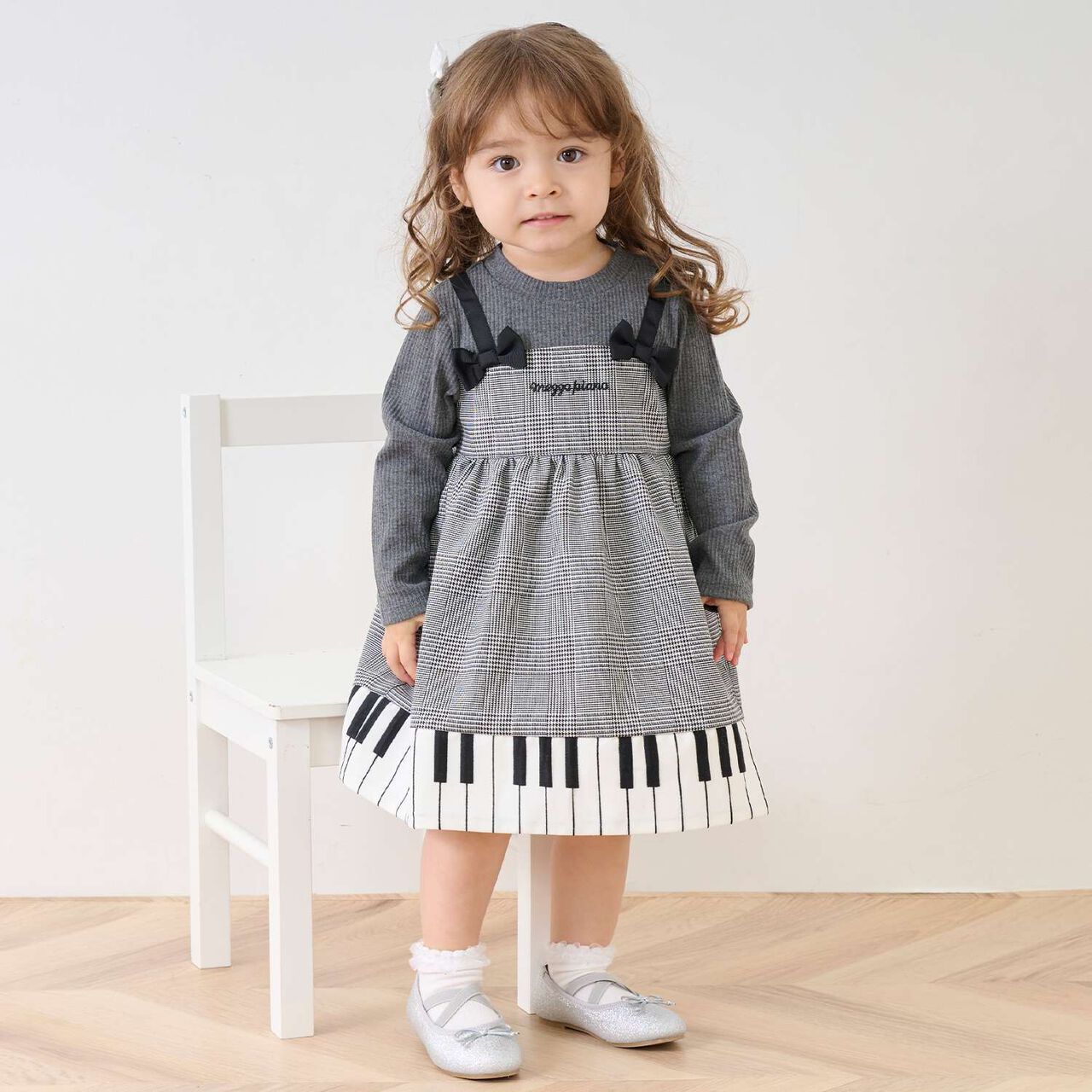 Piano One-Piece Dress & Bloomers Set,Black, large image number 0