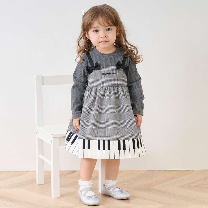 Piano One-Piece Dress & Bloomers Set,Black, medium image number 0