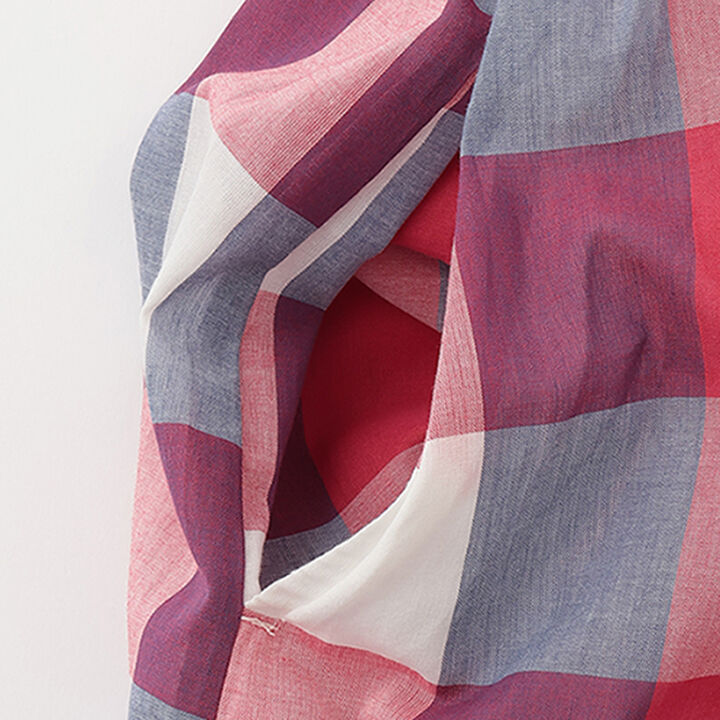 [Link] Off-Shoulder Check One-Piece Dress,Red, medium image number 2