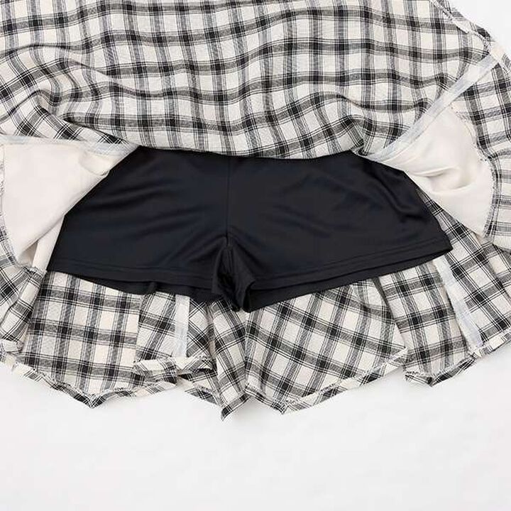 Assorted Material Irregular Hem Skirt with Shorts,Black, medium image number 8