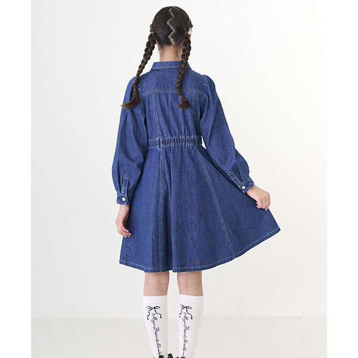 Volume Sleeve Flare One-Piece Dress,Blue, medium image number 11