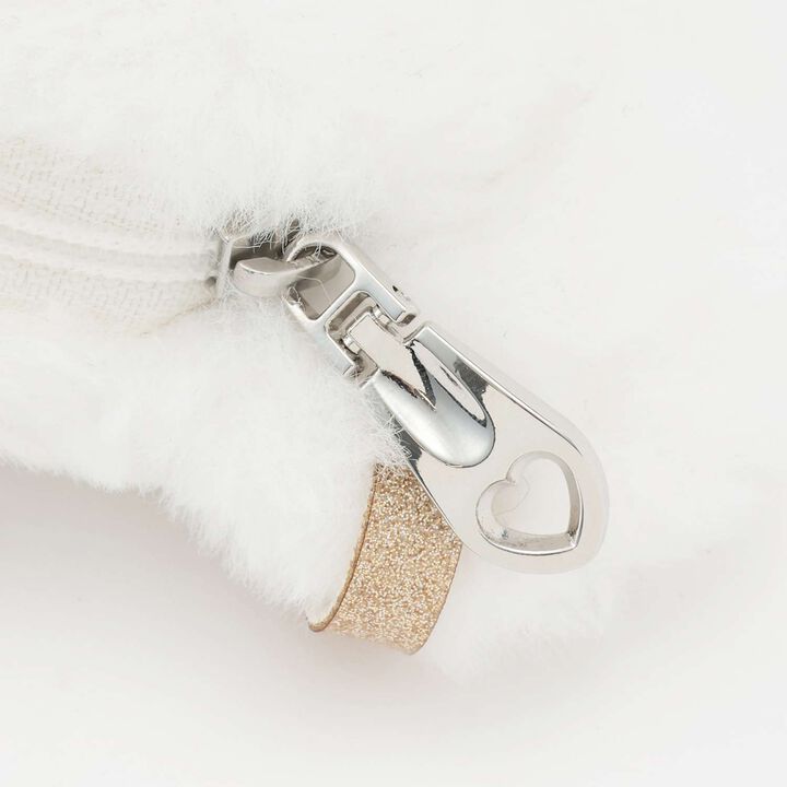 White Lucky Fluffy Sparkle Pouch,Orange, medium image number 4