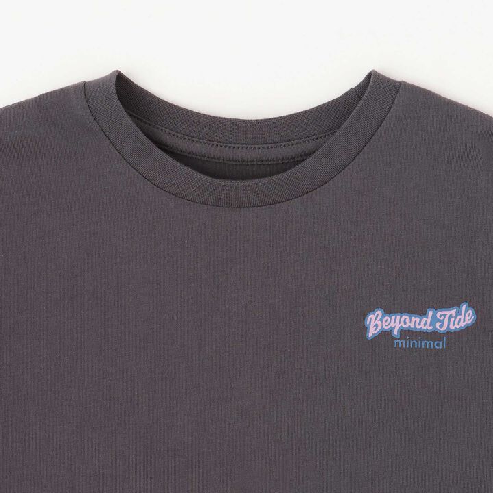 Loose Short Sleeve T-Shirt with Back Patch,Charcoal gray, medium image number 18