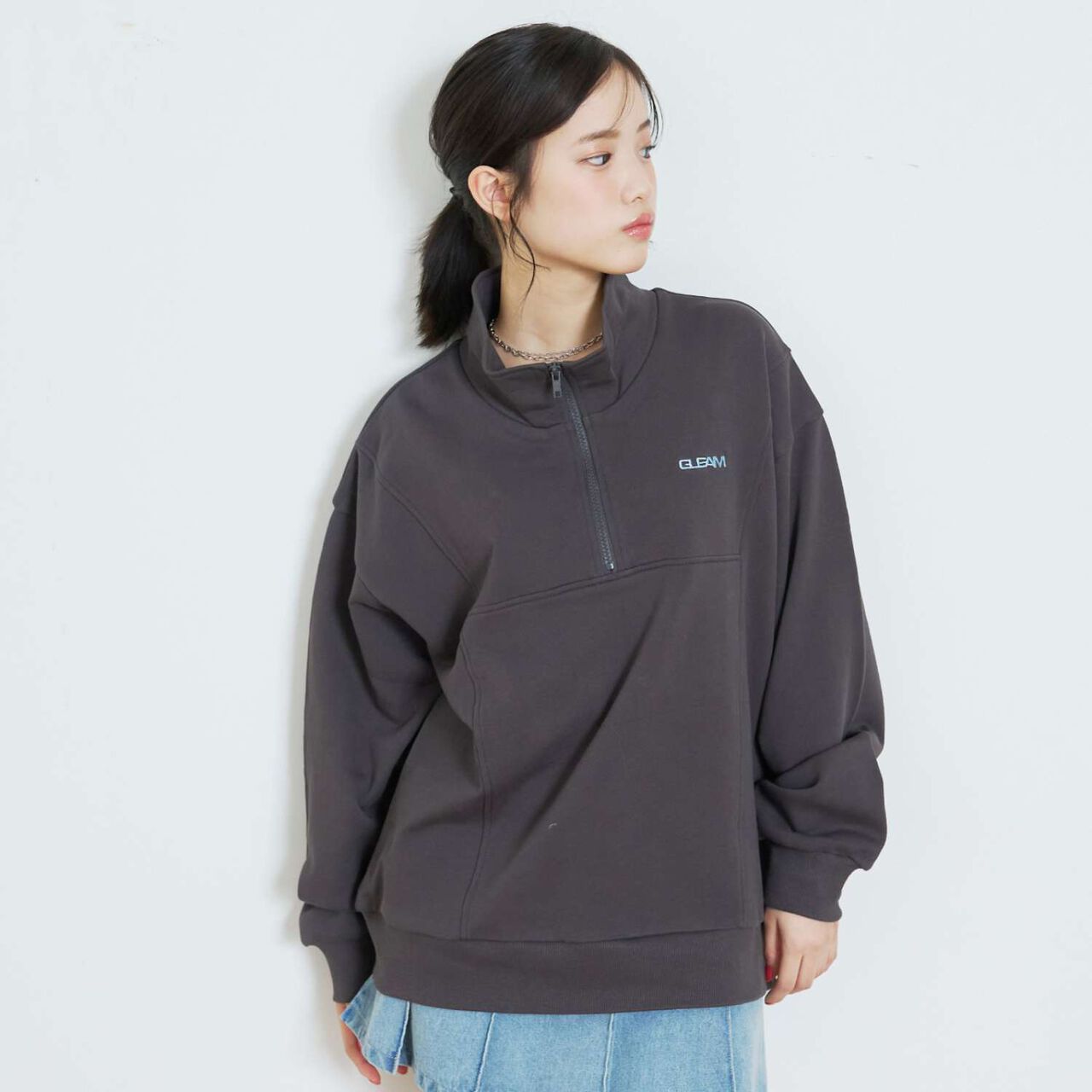 [LTXC/Cotton 100%] Half ZIP Pullover,Smoke white, large image number 7