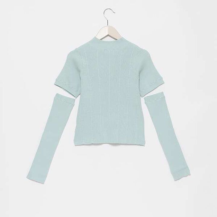 Short-Sleeve Knit with Arm Warmers,Off white, medium image number 1