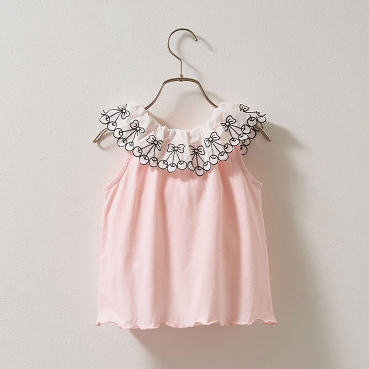 [Soft Cotton] Cherry Lace Collar Top,Light orange, large image number 12