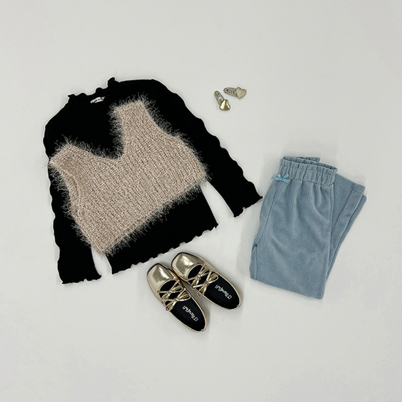 [Either Way Fine] Lame Feather Knit Vest,Light beige, large image number 14