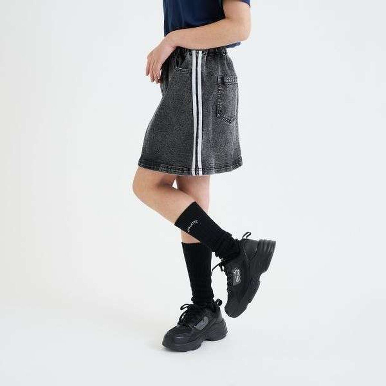 Line Stretch A-Line Skirt,Sax blue, large image number 15