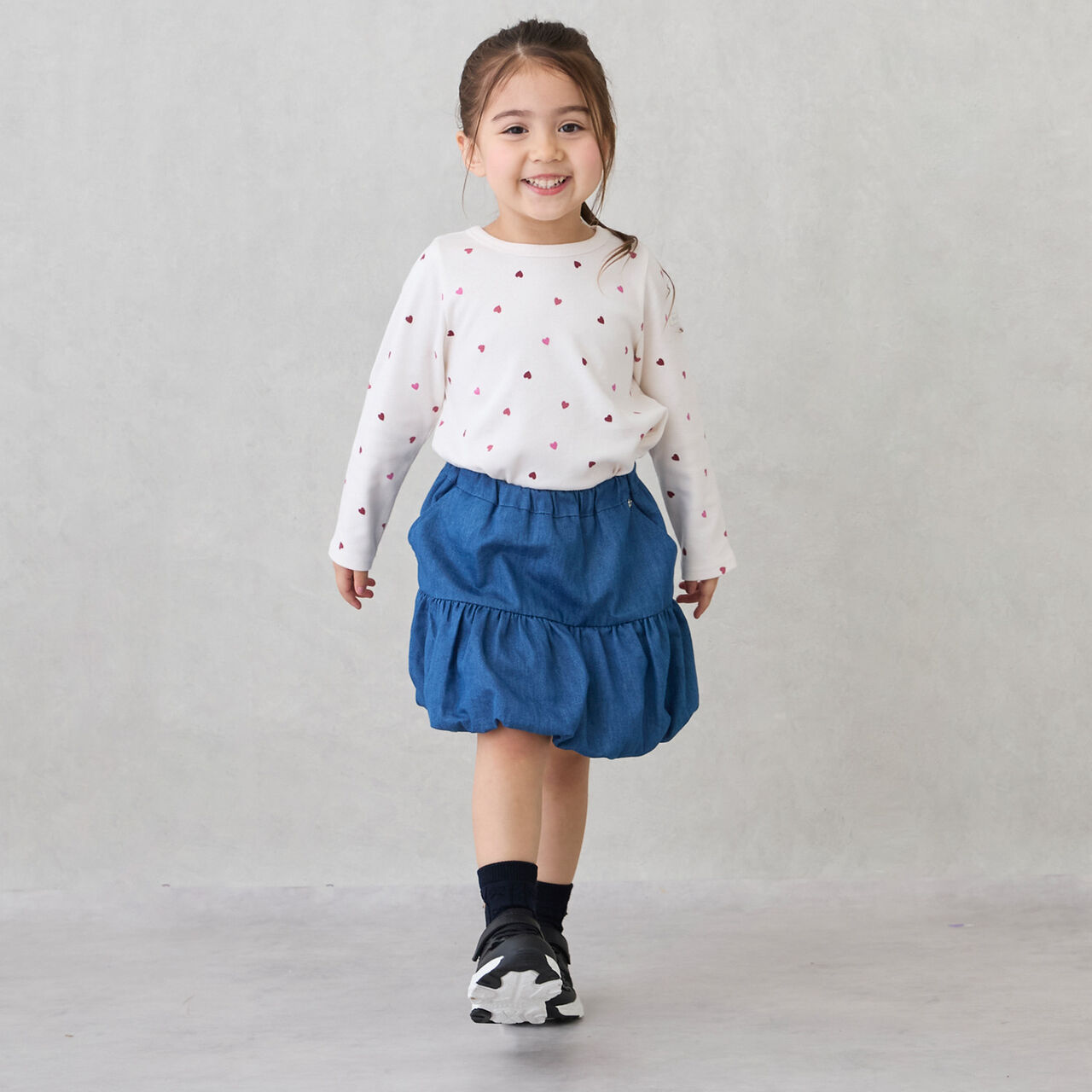 Peplum Balloon Skirt with Shorts,Blue, large image number 1