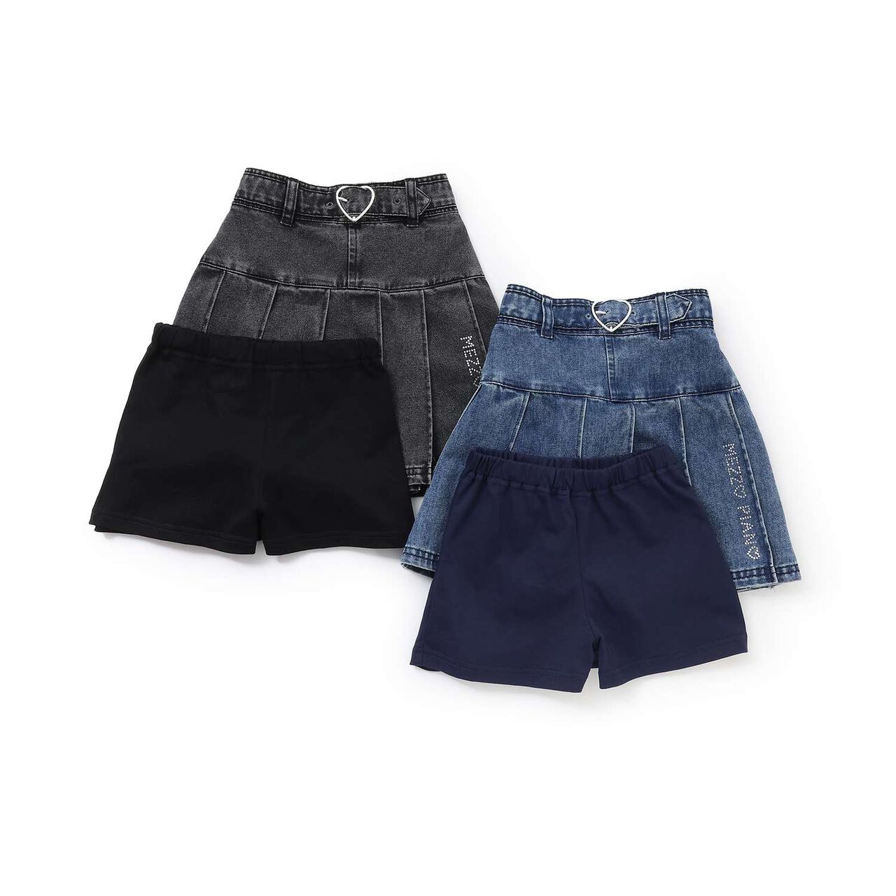 Pleated Skirt with Belt & Inner Pants Set,Blue, large image number 11