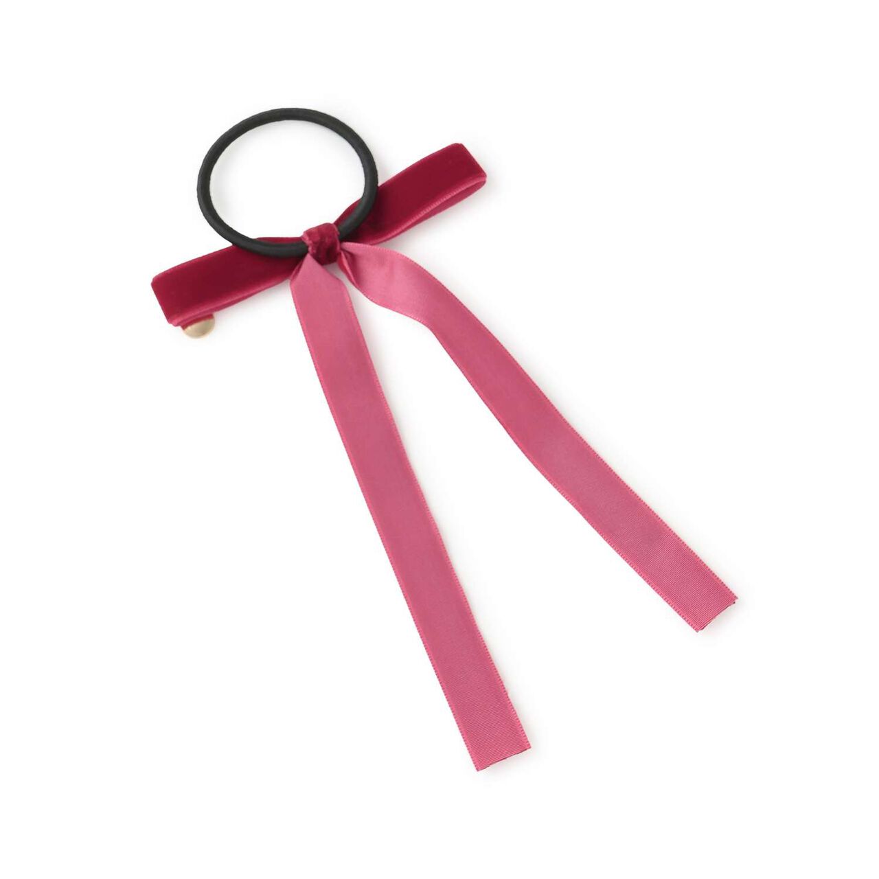 Velour Ribbon Hair Tie,Gray, large image number 1