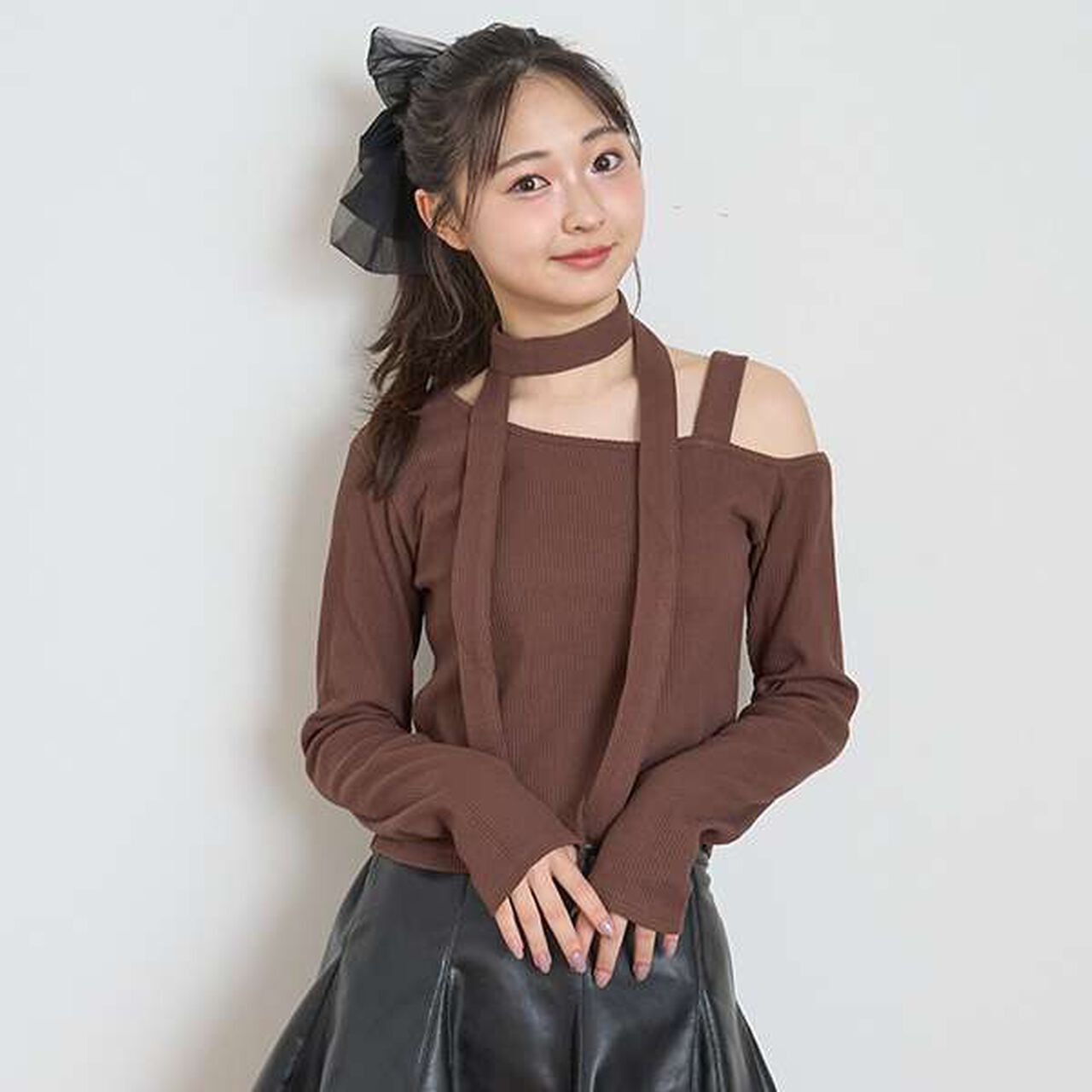 Bow Tie Long T-Shirt,Off white, large image number 20