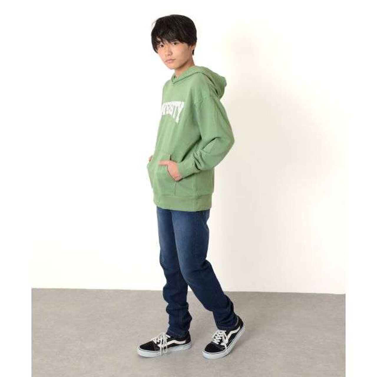 Fleece College Print Parka,Black, large image number 1