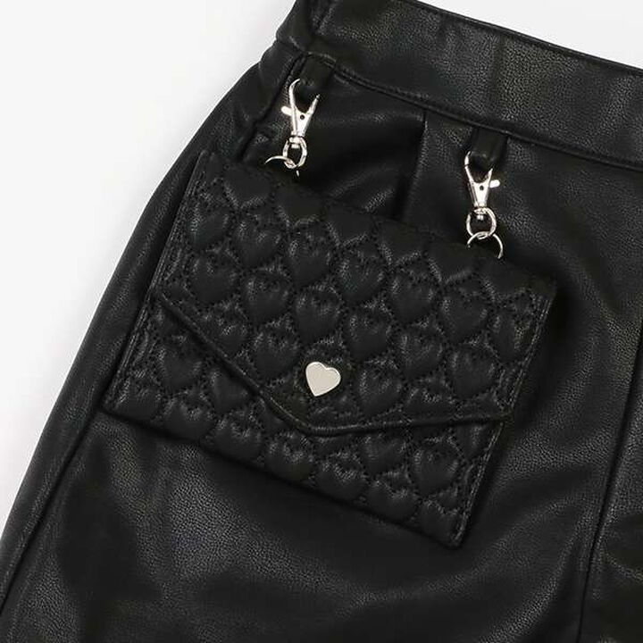 Faux Leather Shorts with Pouch,Black, medium image number 7