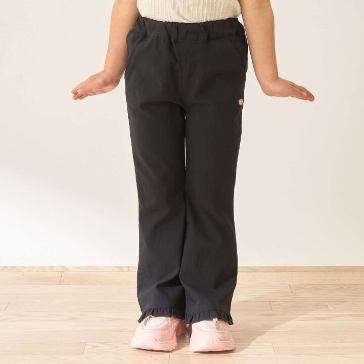 Tomo Pants Stretchy Hem Frill Flared Pants,Black, medium image number 0