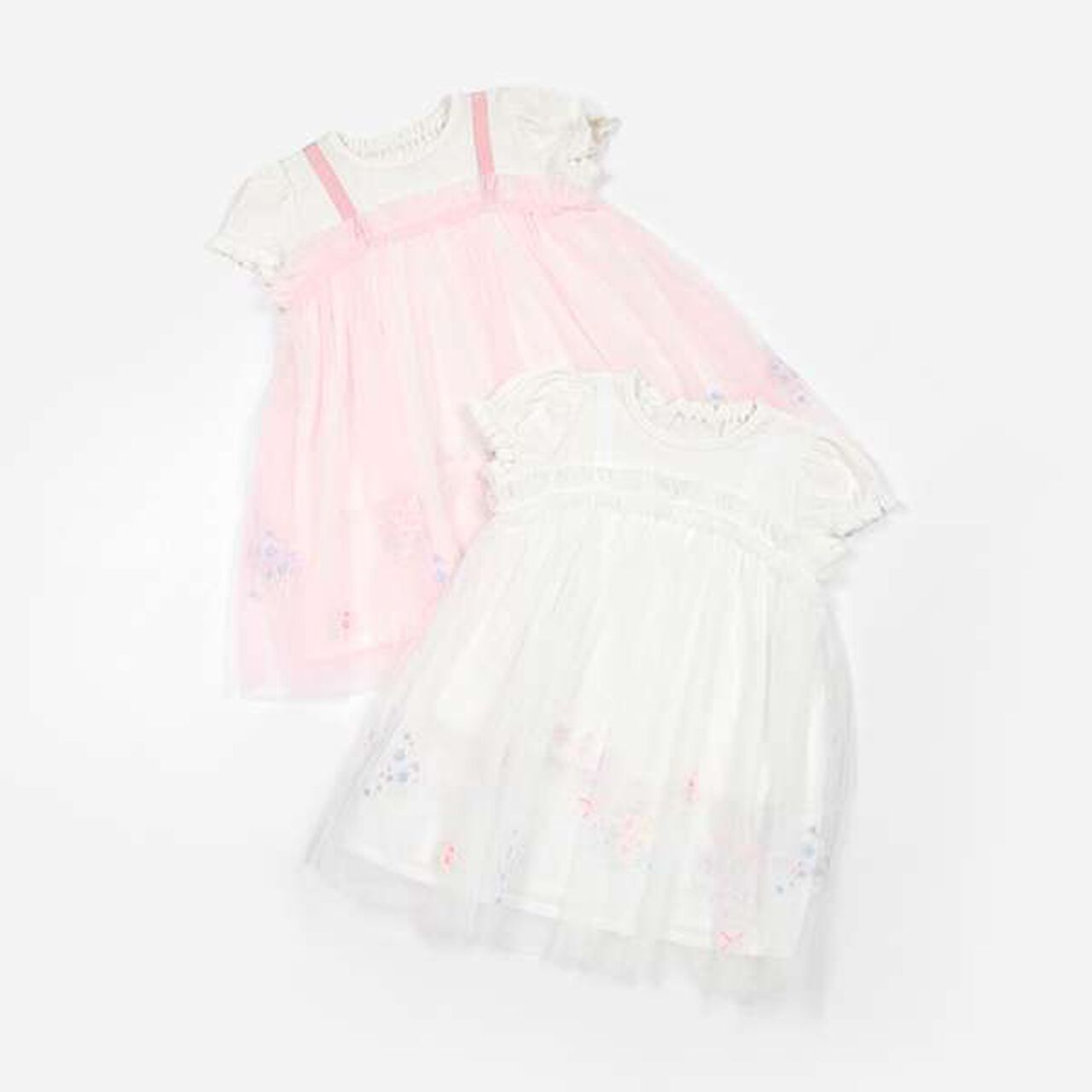 Flower Embroidered Tulle One-Piece Dress,Light pink, large image number 12