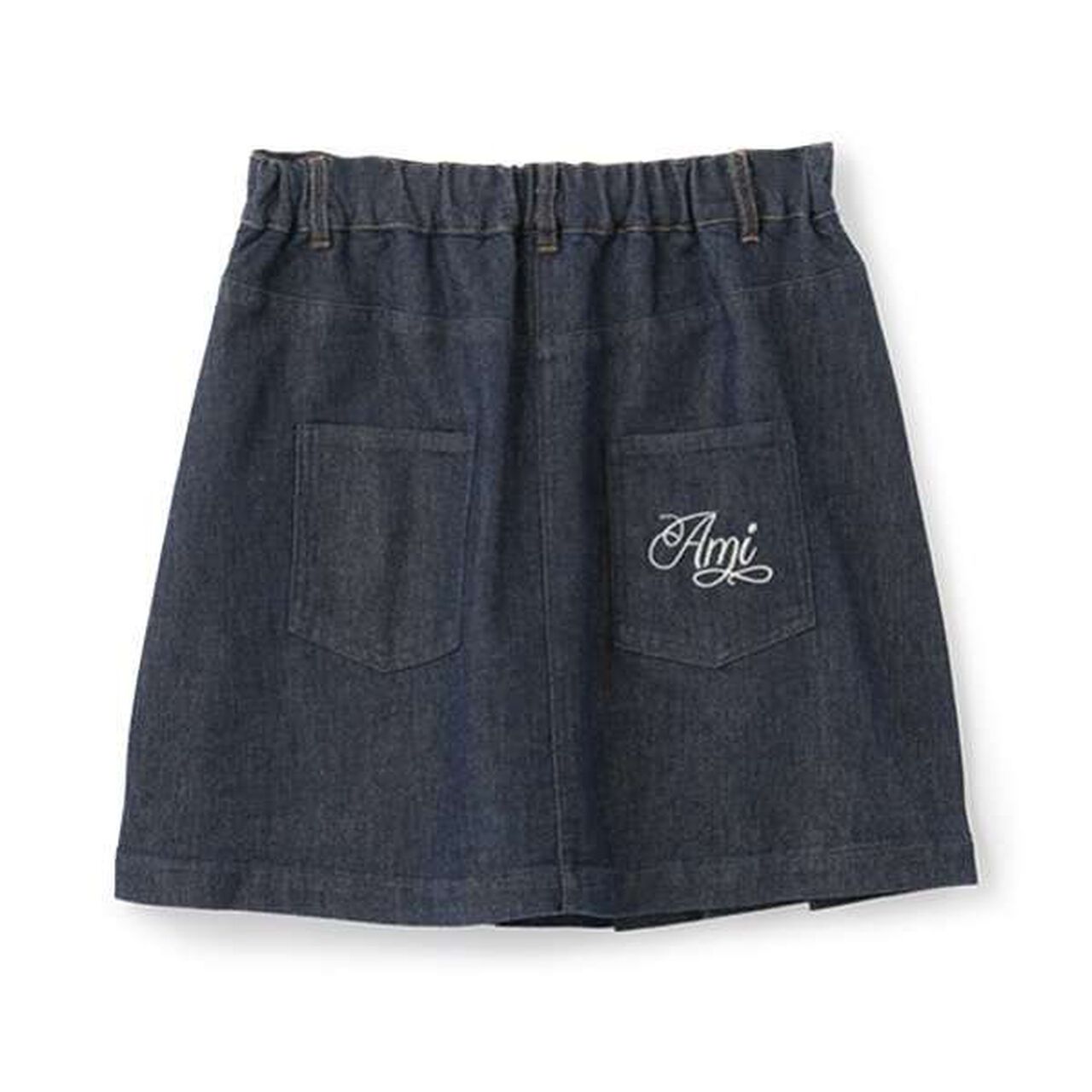 [AMI] Embroidered Glitter Denim Skirt with Shorts,Black, large image number 12