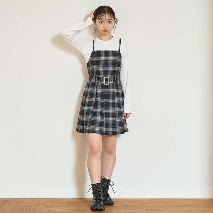 Check Jumper Skirt,Brown, medium image number 11