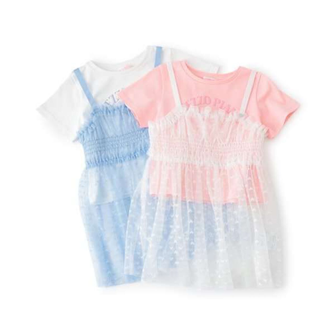 Tulle Tunic Layered Short Sleeve T-Shirt,Sax blue, large image number 11