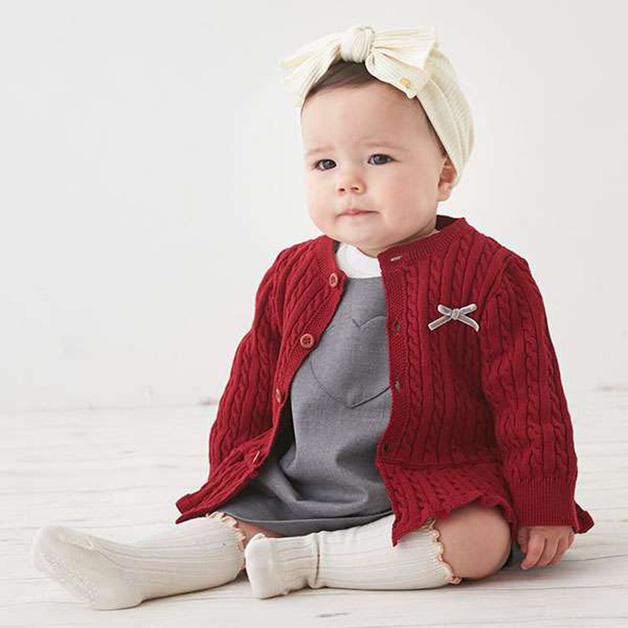 Cable Peplum Cardigan,Ivory, large image number 1