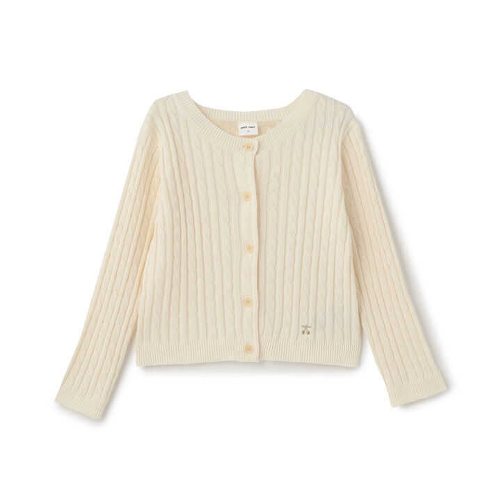 Cable Knit Cardigan,Ivory, medium image number 6