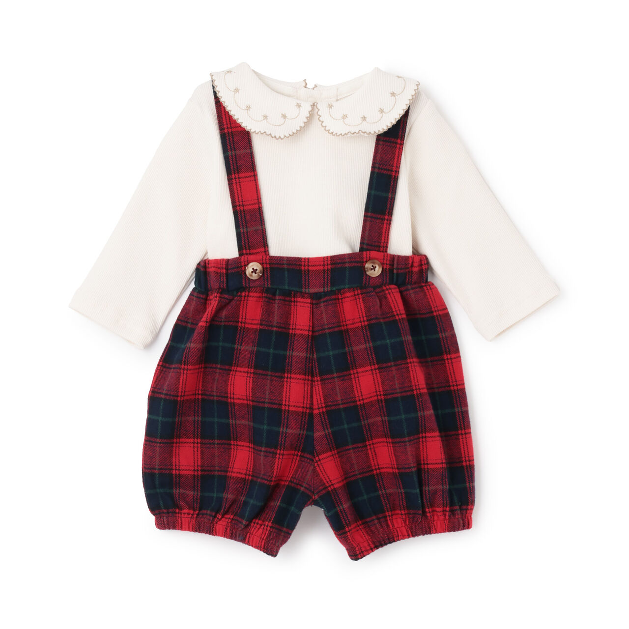 Collared Embroidery Overall Set,Ivory, large image number 5