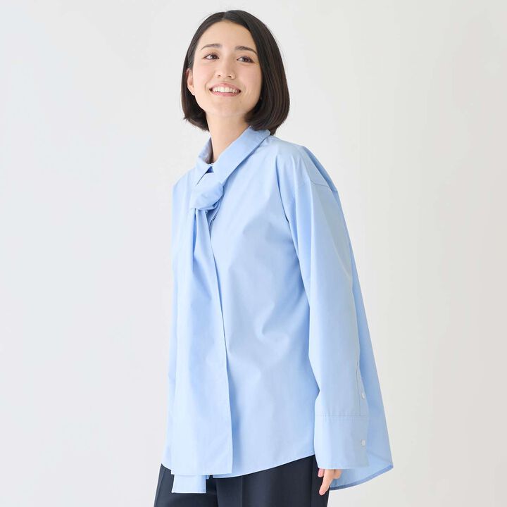 [Formal] Blouse with Tie,Blue, medium image number 1
