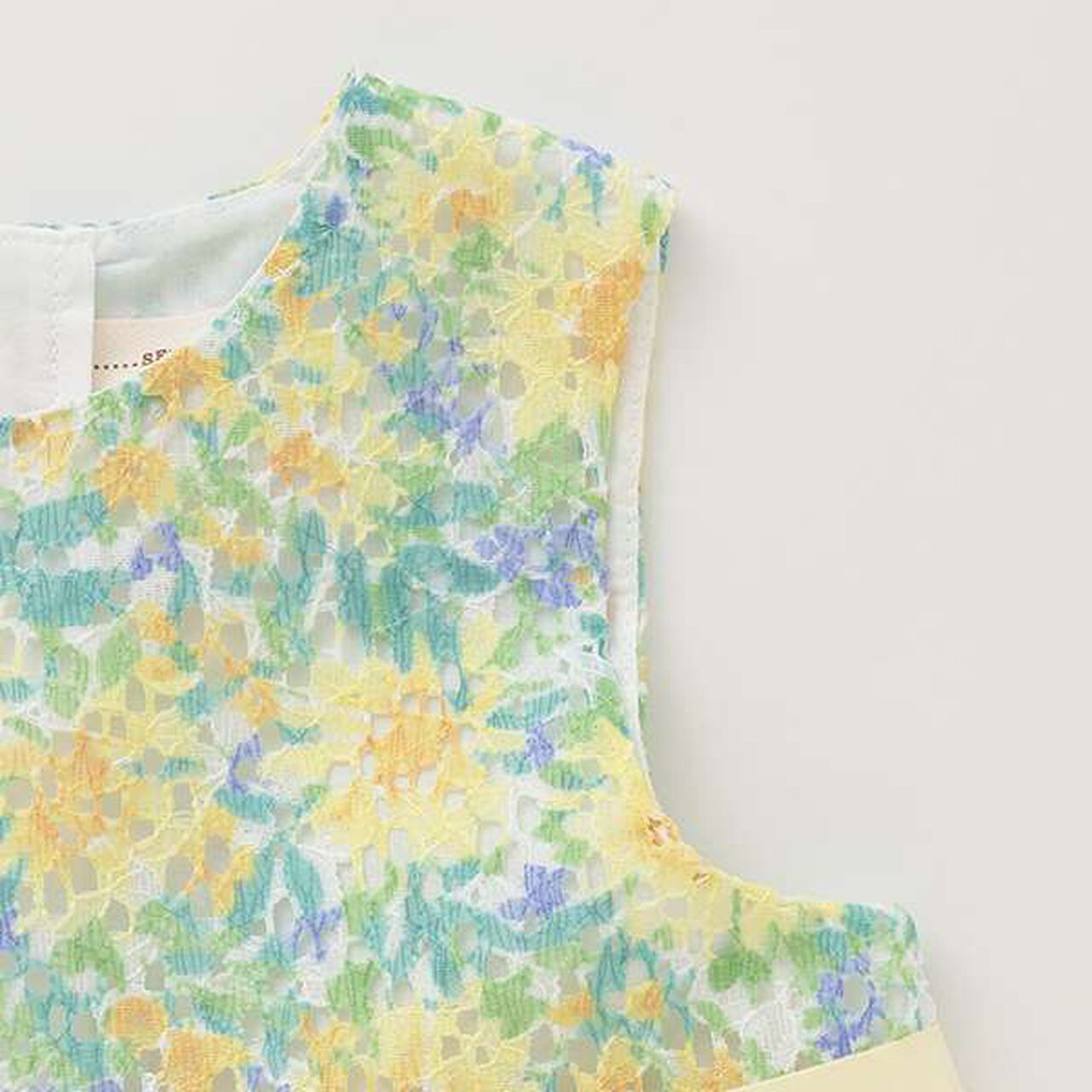 Floral Lace One-Piece Dress,Lemon yellow, large image number 3