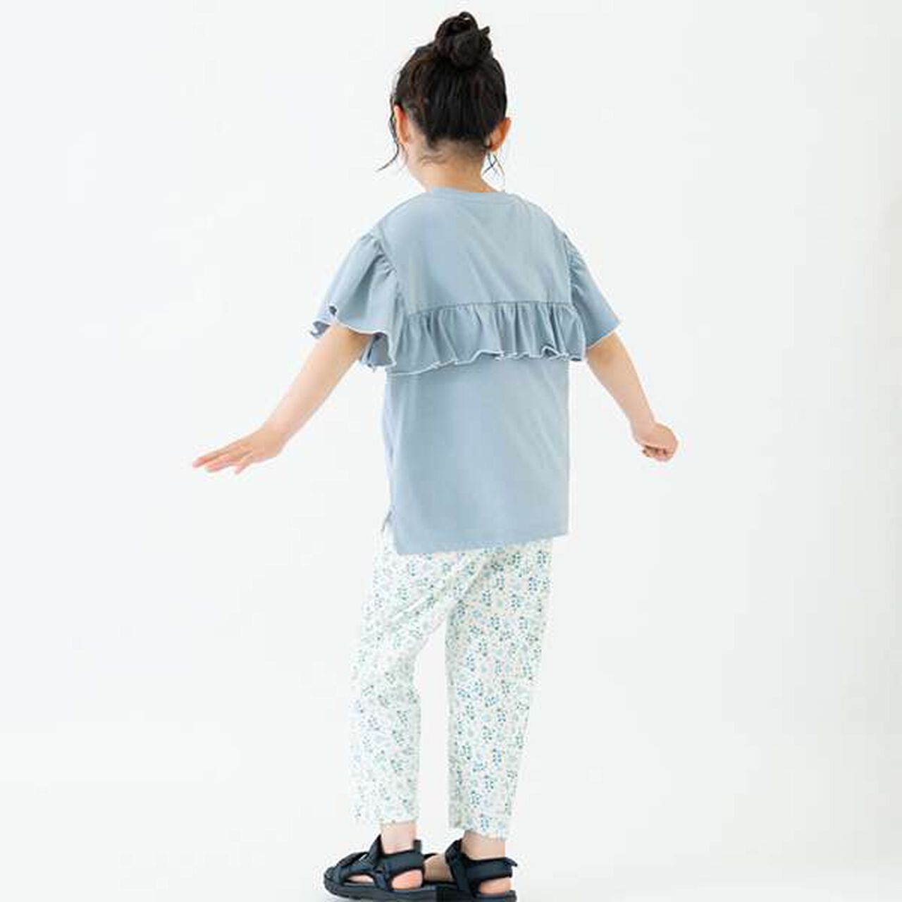 [Amphibious] Short-Sleeve Frill Pullover,Charcoal gray, large image number 3